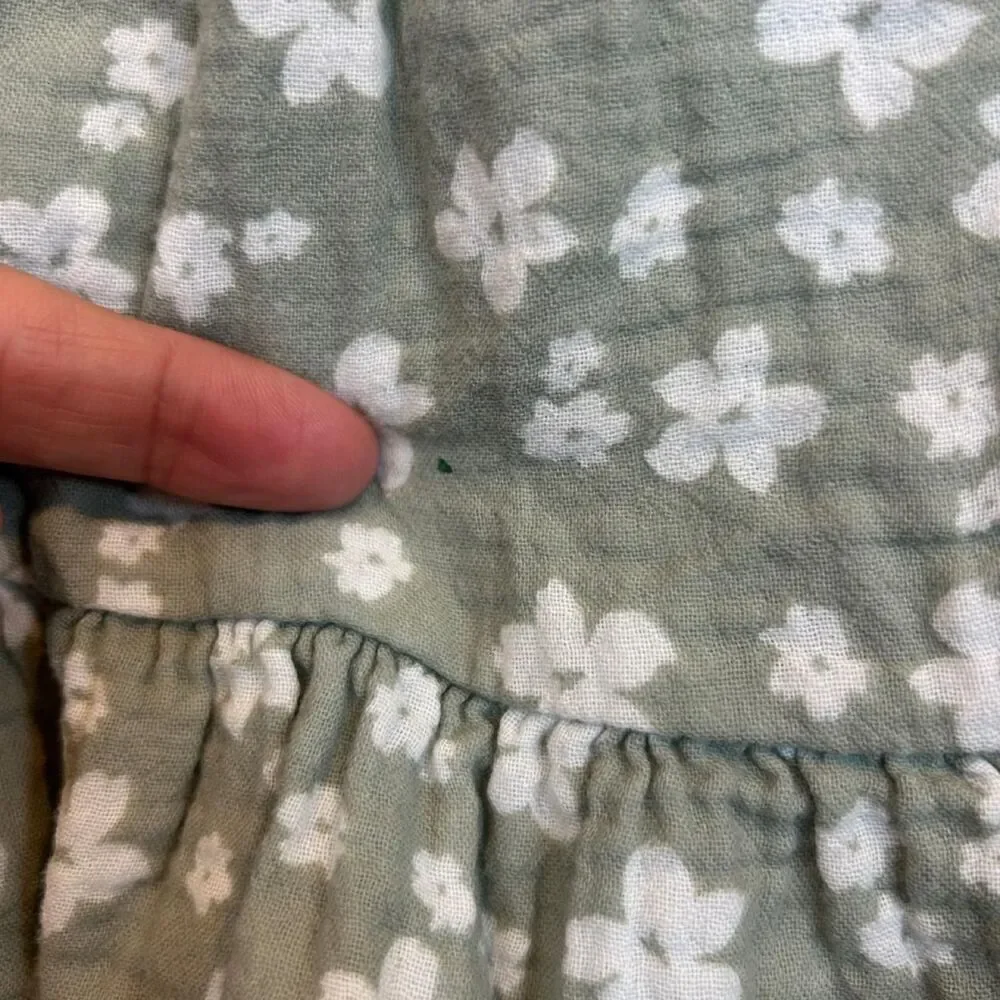 Bearpaw Girls Cotton Soft Summer Floral Green Dress Sz 7 8
